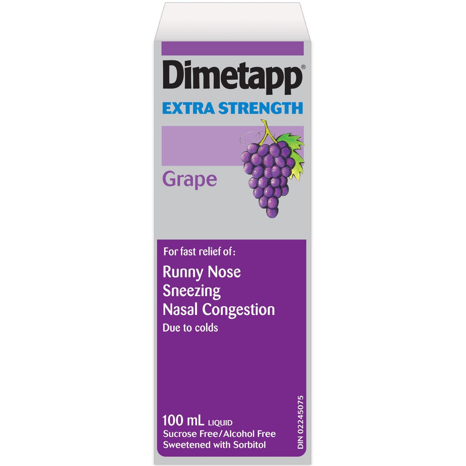 Dimetapp Extra Strength Liquid, Grape Flavour - 100 ml