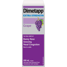 Load image into Gallery viewer, Dimetapp Extra Strength Liquid, Grape Flavour - 100 ml
