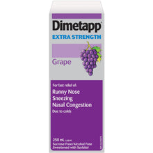 Load image into Gallery viewer, Dimetapp Extra Strength Liquid, Grape Flavour - 250 ml
