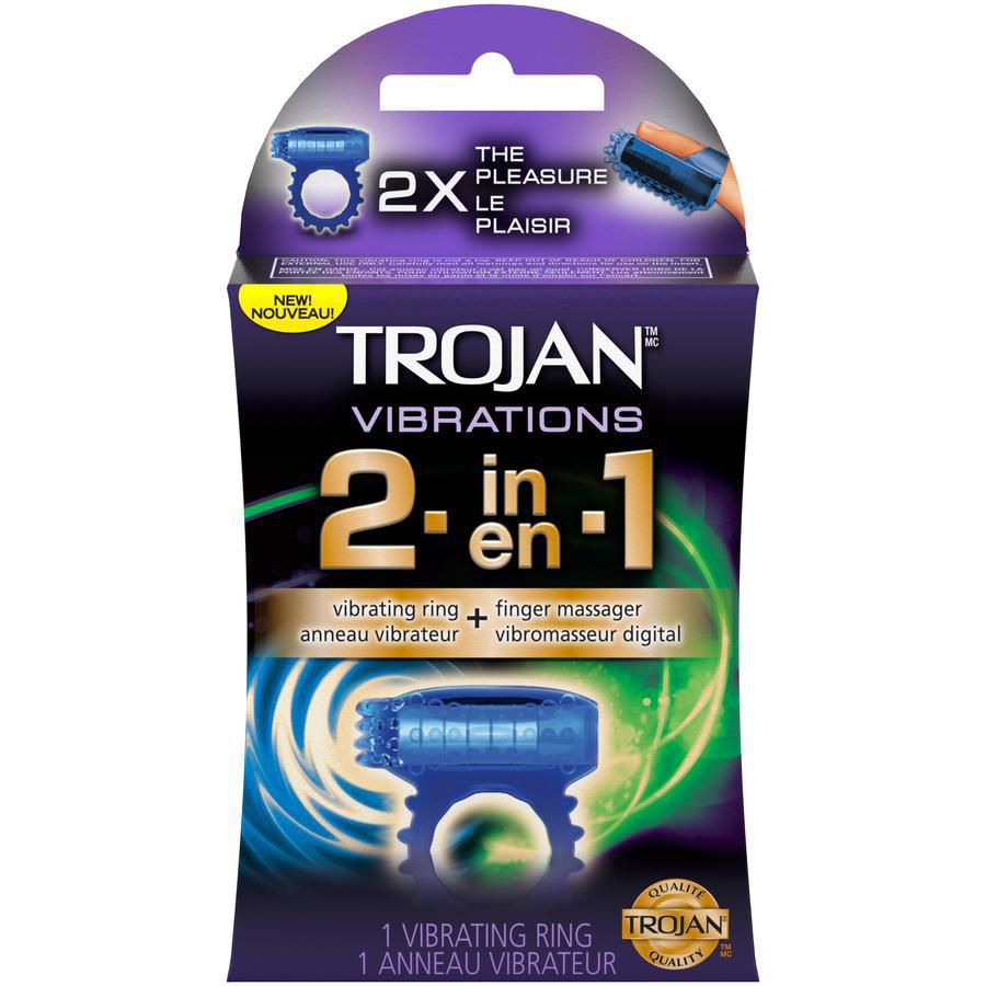 Trojan Vibrations 2-in-1 Vibrating Ring + Finger Massager