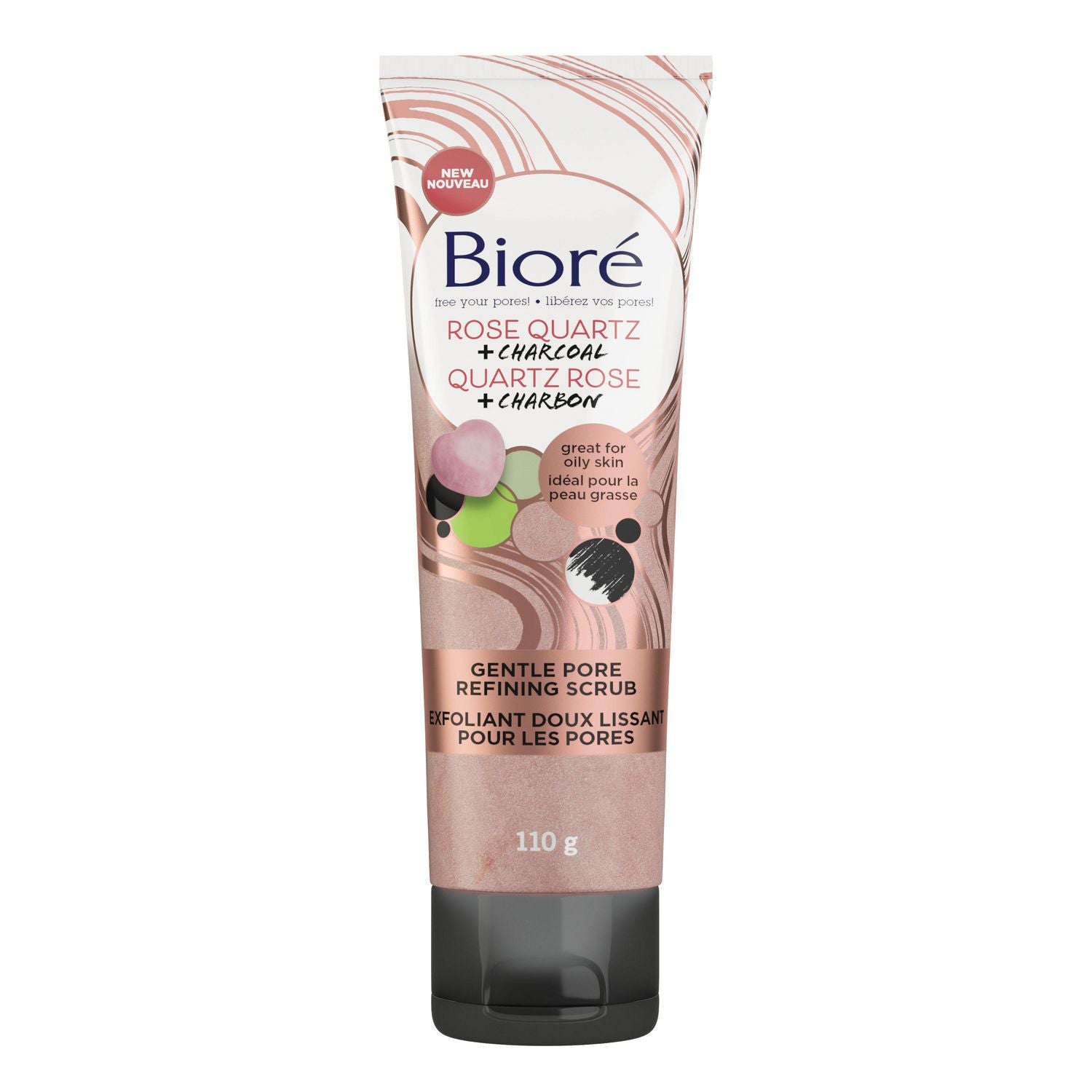 Biore Rose Quartz + Charcoal Gentle Pore Refining Scrub - 110 g