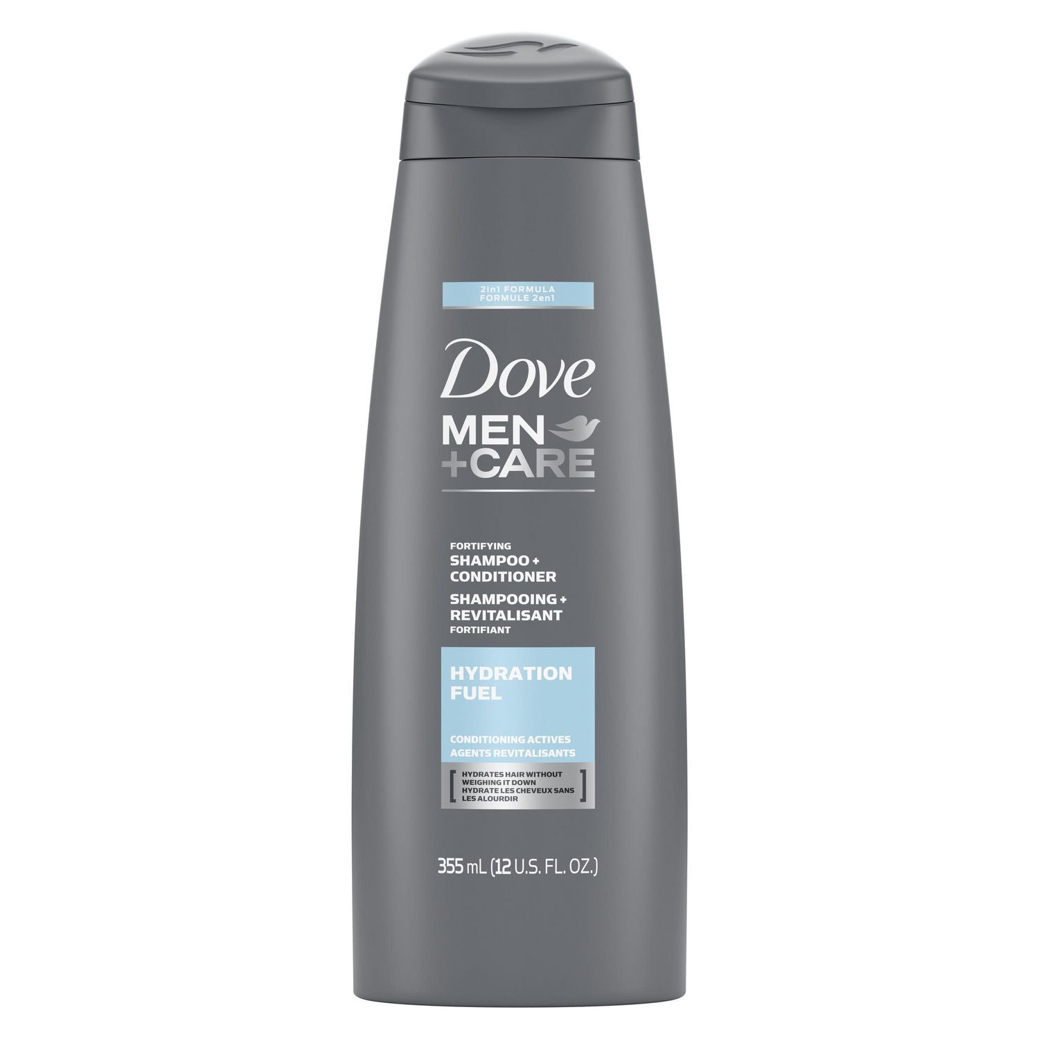 Dove Men+Care 2-in-1 Fortifying Shampoo + Conditioner, Hydration Fuel - 355 ml