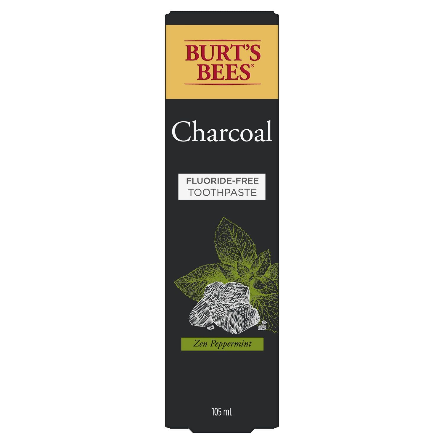Burt’s Bees Toothpaste, Fluoride Free, Charcoal, Zen Peppermint - 105 ml