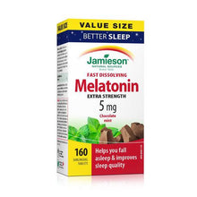 Load image into Gallery viewer, Jamieson Fast Dissolving Melatonin Extra Strength, 5 mg, Chocolate Mint - 160 sublingual tablets
