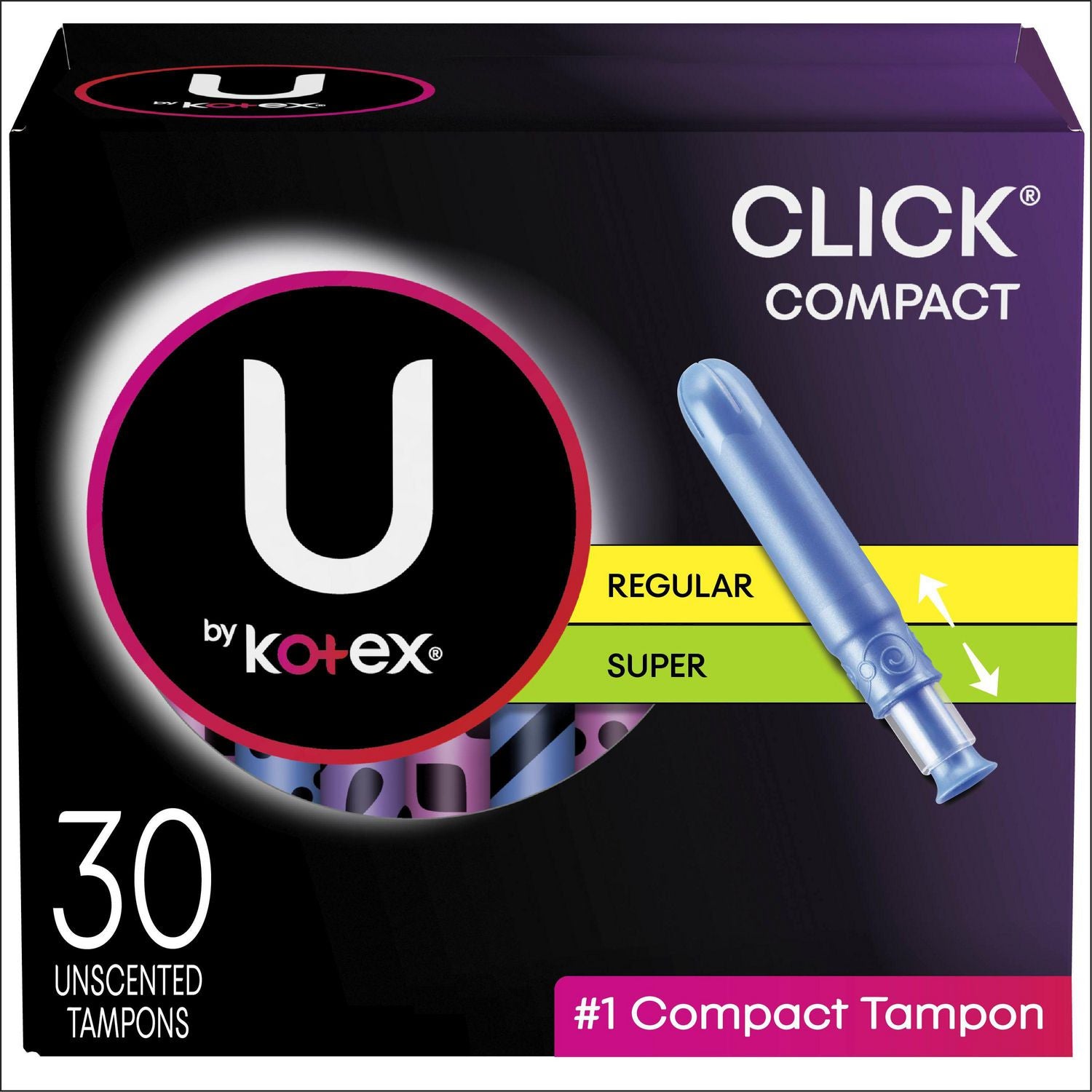 U by Kotex Click Compact, Multi-Pak, Unscented - 30 tampons