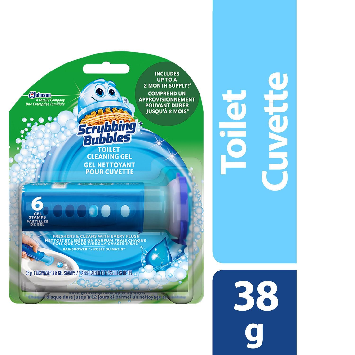 Scrubbing Bubbles Toilet Cleaning Gel, 1 Dispenser,  6 Gel Stamps 