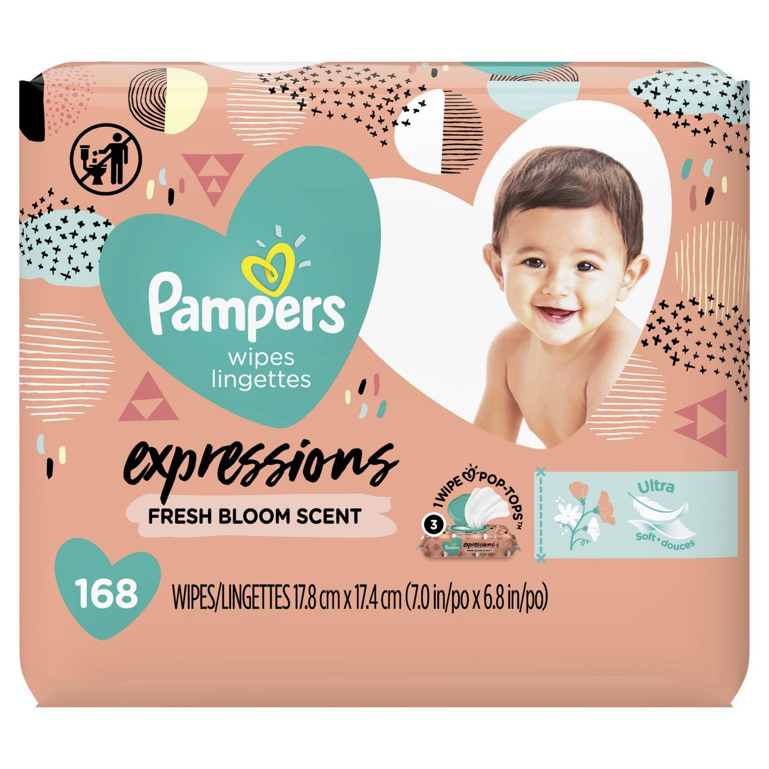 Pampers Expressions Wipes, Fresh Bloom Scent - 168 wipes