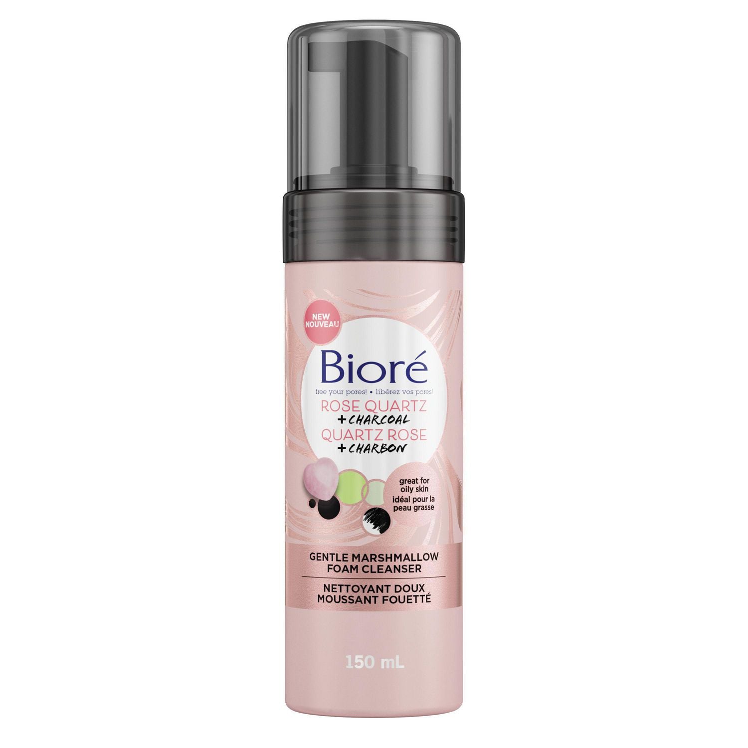 Biore Rose Quartz + Charcoal Gentle Marshmallow Foam Cleanser - 150 ml