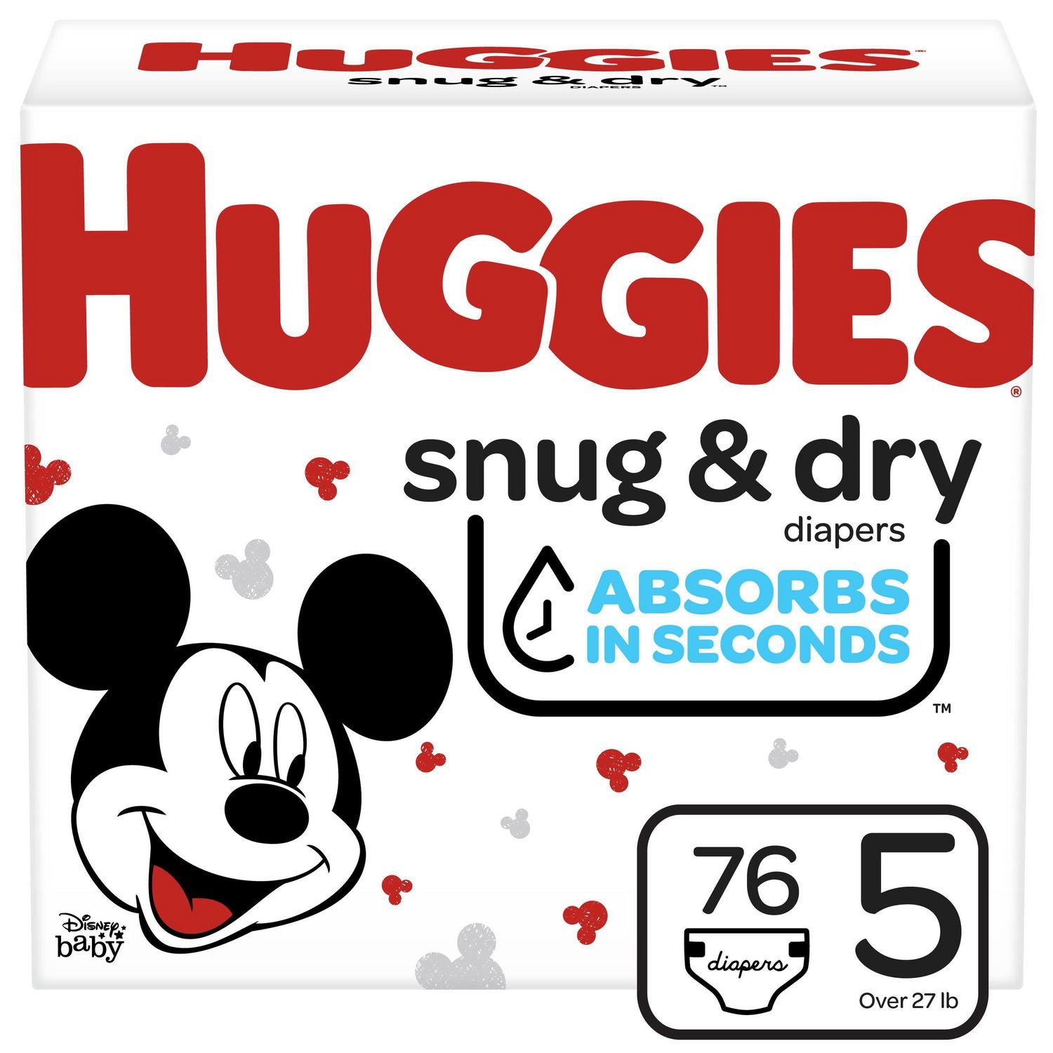 Huggies Snug & Dry Diapers, Size 5 - 76 diapers