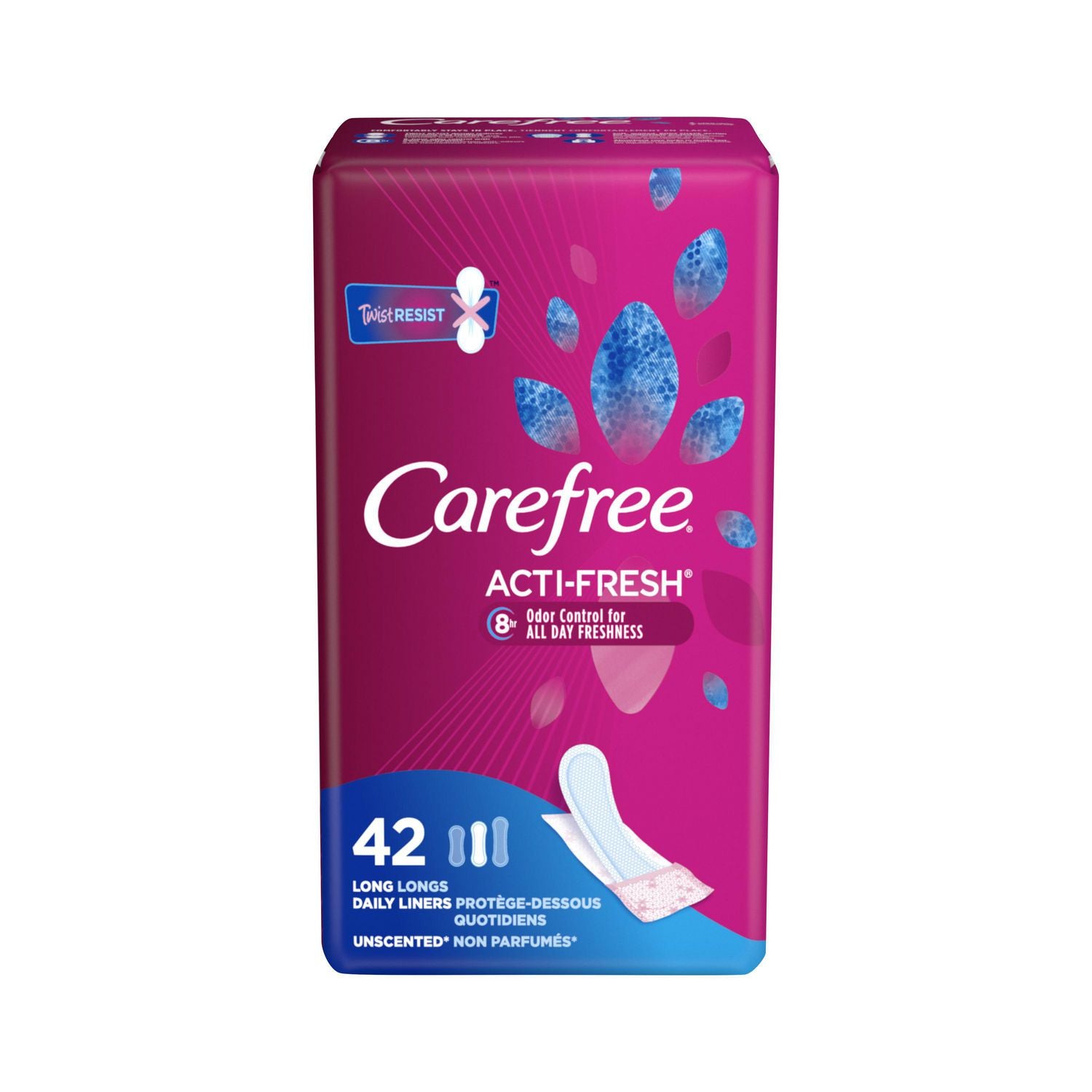 Carefree Acti-Fresh Long Daily Liners, Unscented - 42 liners