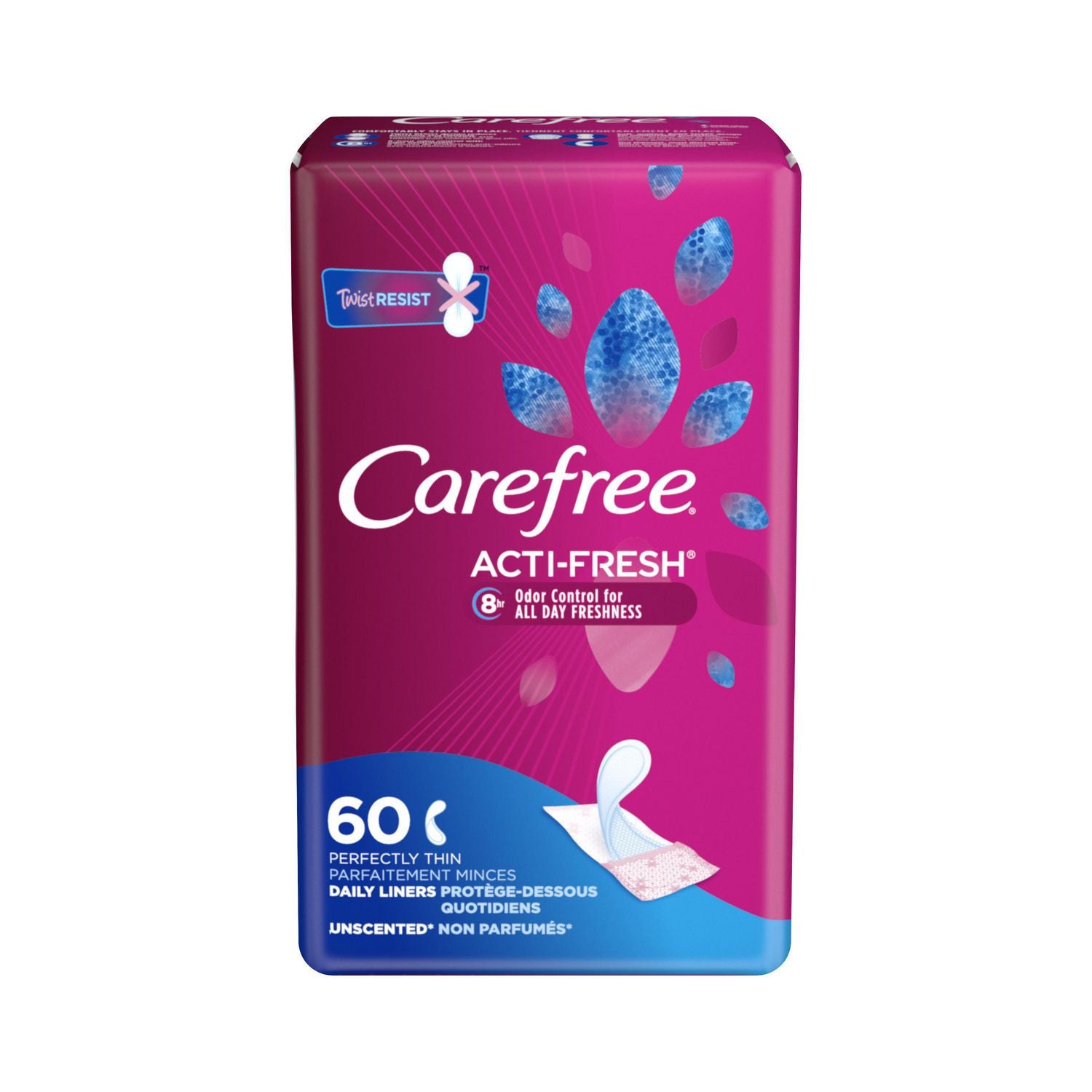 Carefree Acti-Fresh Perfectly Thin Daily Liners, Unscented - 60 liners