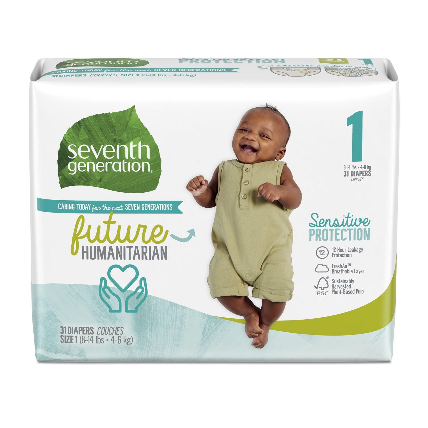 Seventh Generation Diapers, Size 1 - 31 diapers