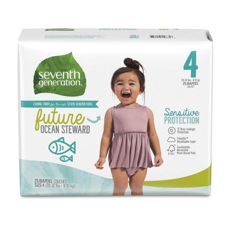 Seventh Generation Diapers, Size 4 - 25 diapers