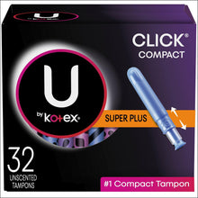 Load image into Gallery viewer, U by Kotex Click Compact, Super Plus Absorbency, Unscented - 32 tampons
