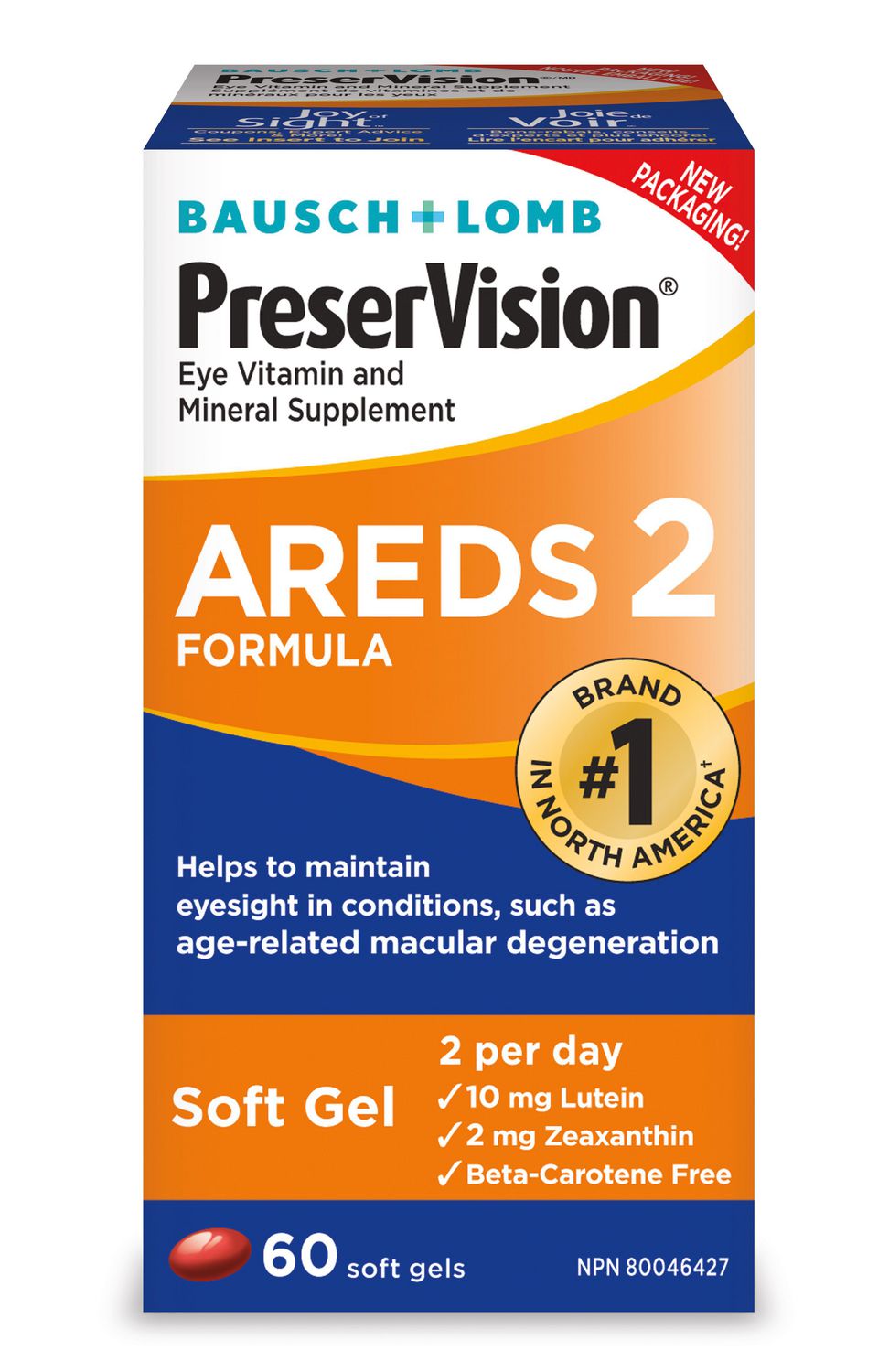 Baush + Lomb Preservision Eye Vitamin and Mineral Supplement AREDS 2 Formula - 60 softgels