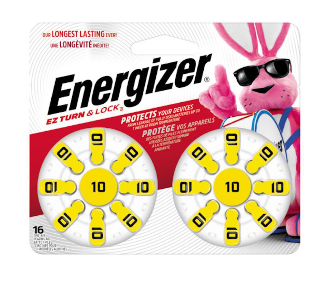 Energizer Ez Turn & Lock Size 10 Hearing Aid Battery - 16 pack, yellow