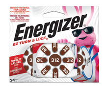 Load image into Gallery viewer, Energizer Ez Turn &amp; Lock Size 312 Hearing Aid Battery - 24 pack, brown
