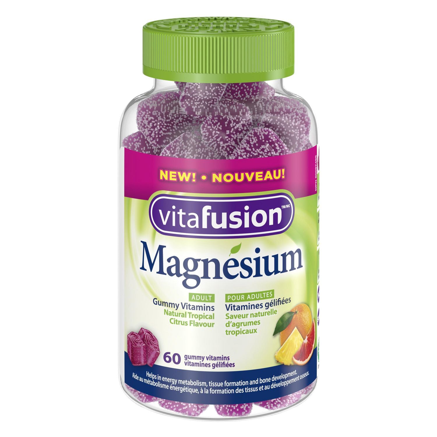 Vitafusion Magnesium, Natural Tropical Citrus Flavour - 60 gummies