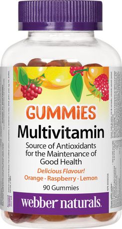 Webber Naturals Multivitamin Gummies, Orange, Raspberry, Lemon - 90 gummies