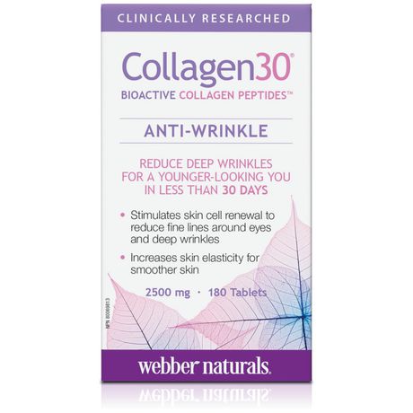 Webber Naturals Collagen30 Bioactive Collagen Peptides Anti-Wrinkle 2500 mg - 180 tablets