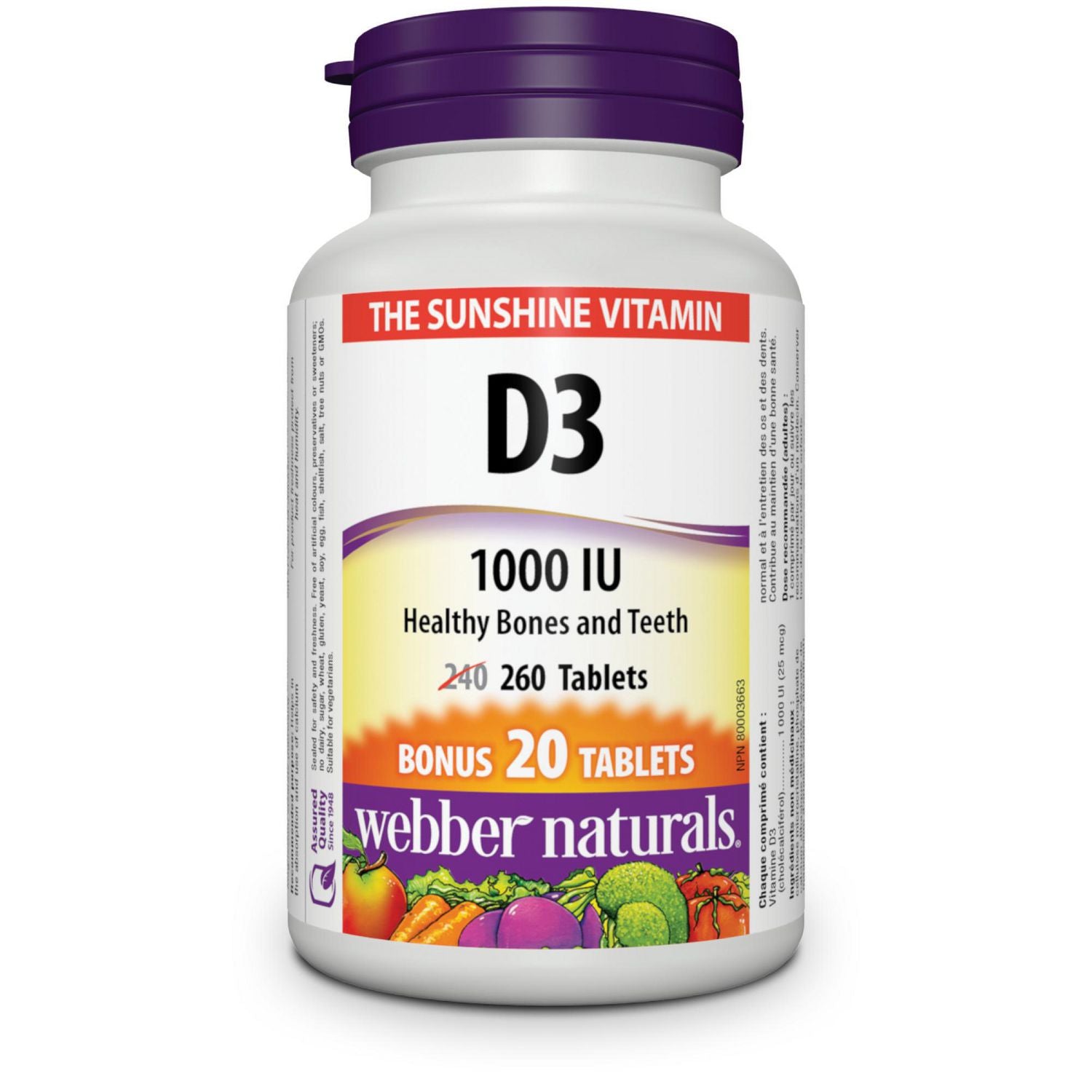 Webber Naturals Vitamin D3 1000 IU - 260 tablets