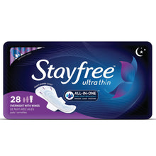 Load image into Gallery viewer, Stayfree Ultra Thin, Overnight Pads with Wings - 28 pads
