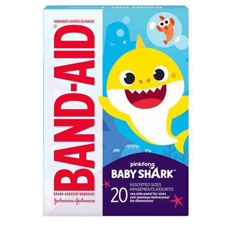 Band-Aid Baby Shark Adhesive Children's Bandages - 20 assorted sizes