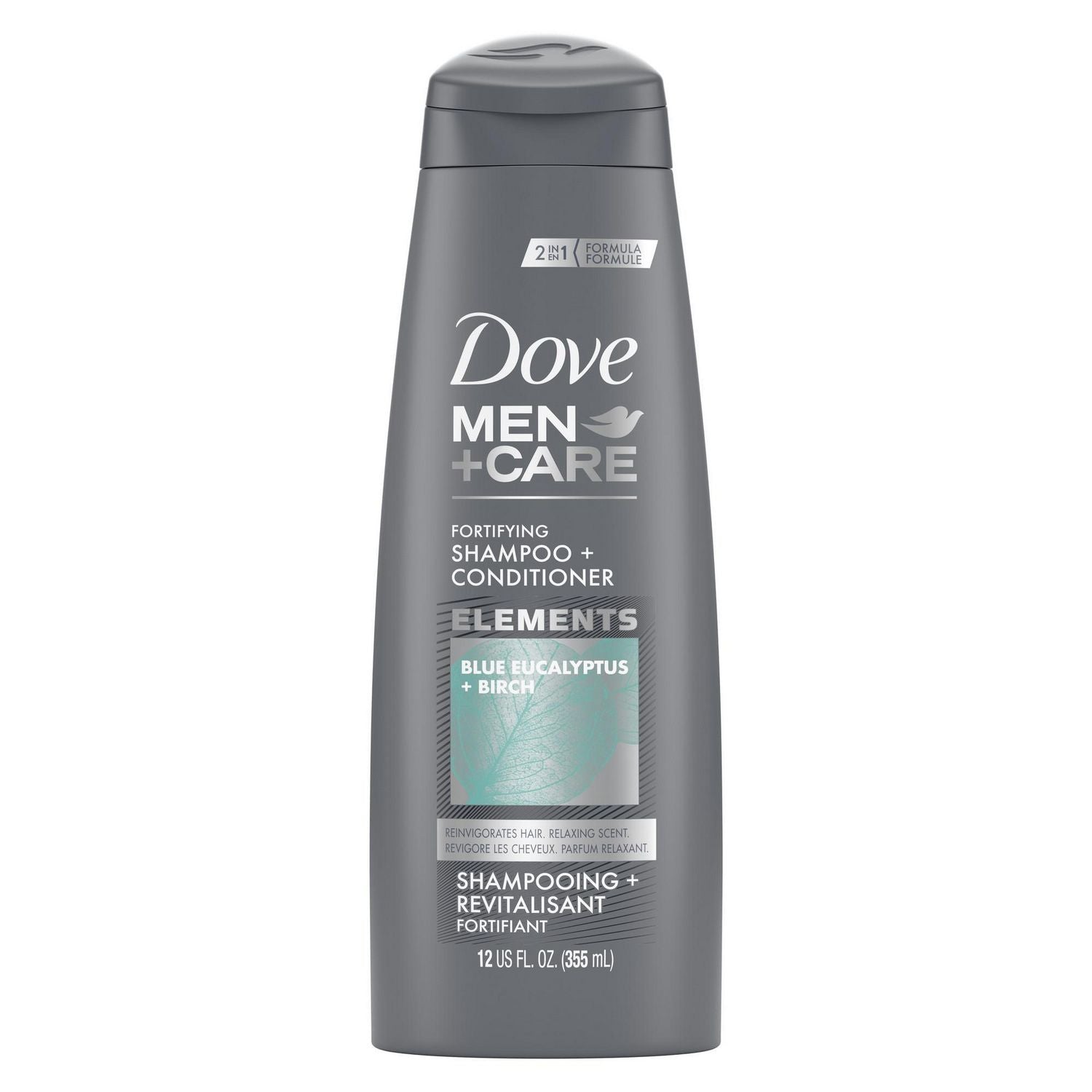 Dove Men+Care 2-in-1 Shampoo and Conditioner, Blue Eucalyptus and Birch - 355 ml