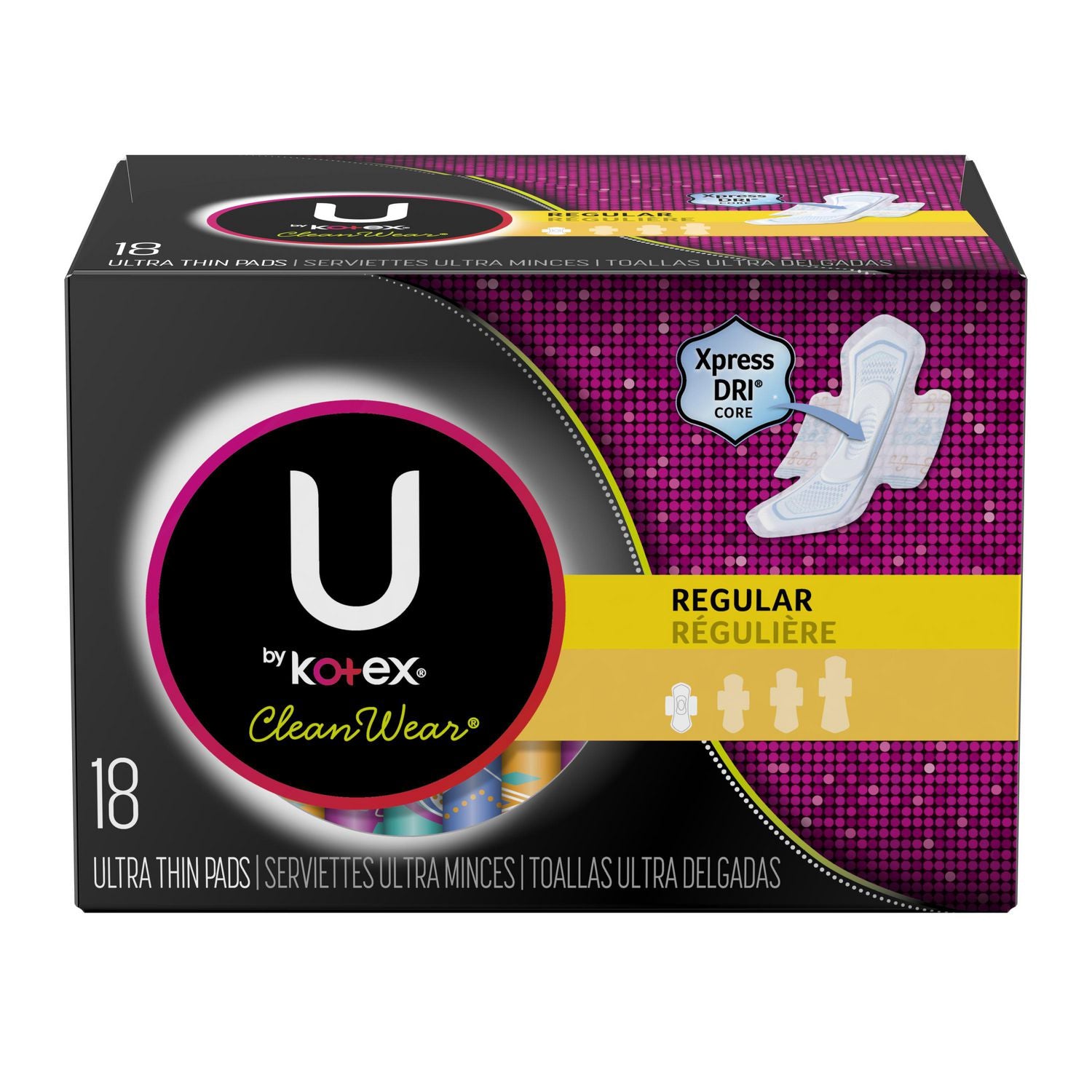 U by Kotex Clean Wear Regular Ultra Thin Pads, Unscented - 18 pads