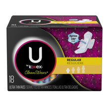 Load image into Gallery viewer, U by Kotex Clean Wear Regular Ultra Thin Pads, Unscented - 18 pads
