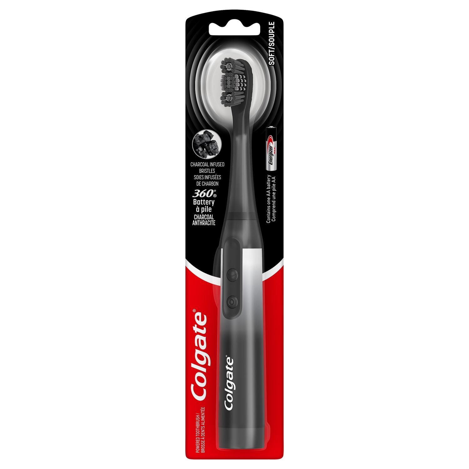 Colgate 360 Charcoal Sonic Battery Powered Toothbrush, Battery Included - 1 toothbrush