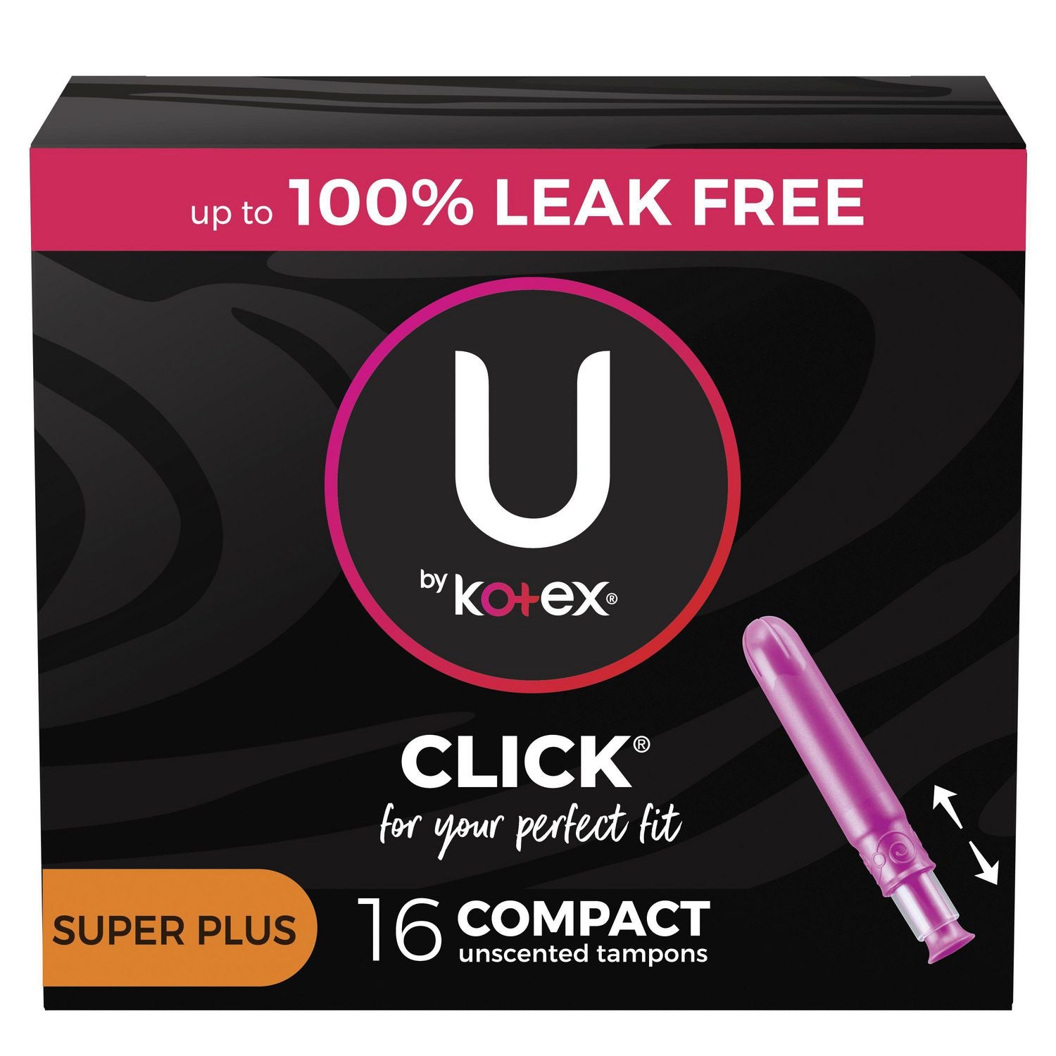 U by Kotex Click Compact, Super Plus Absorbency, Unscented - 16 tampons