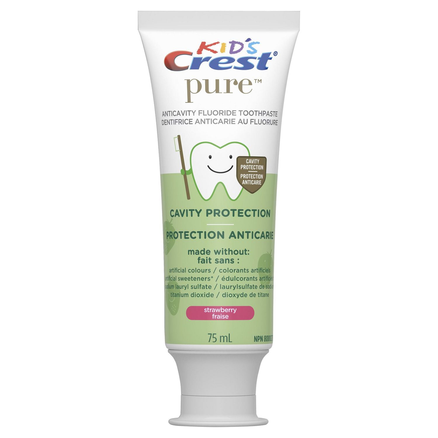 Crest Pure Cavity Protection Fluoride Toothpaste, Strawberry - 75 ml