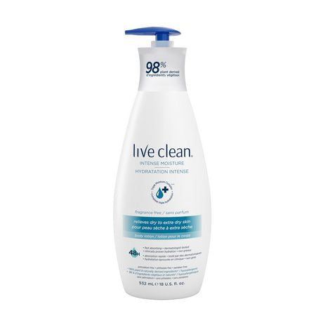 Live Clean Intense Moisture Body Lotion, Fragrance Free - 532 ml