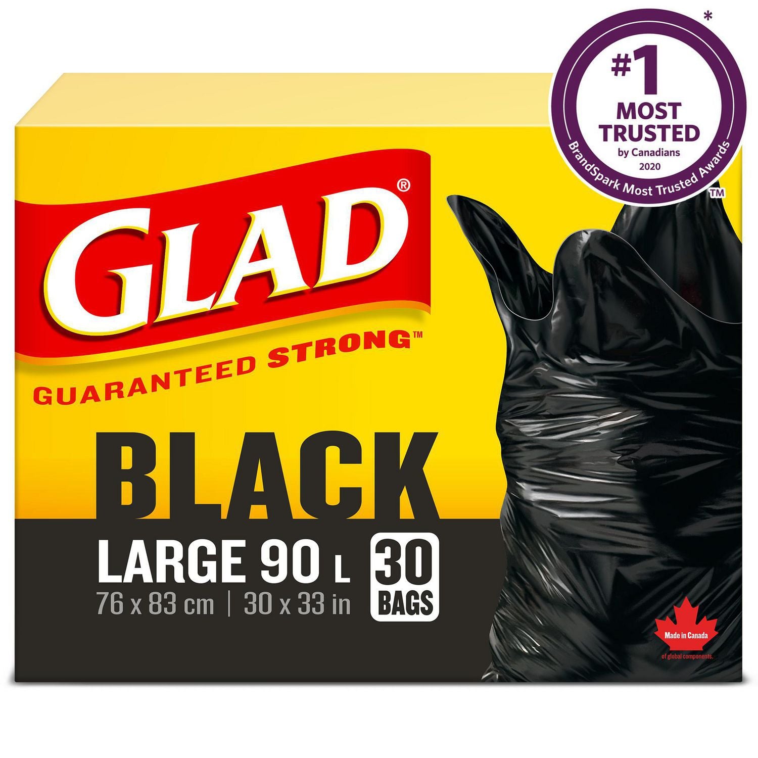 Glad Black, Large 90L, 30 Bags