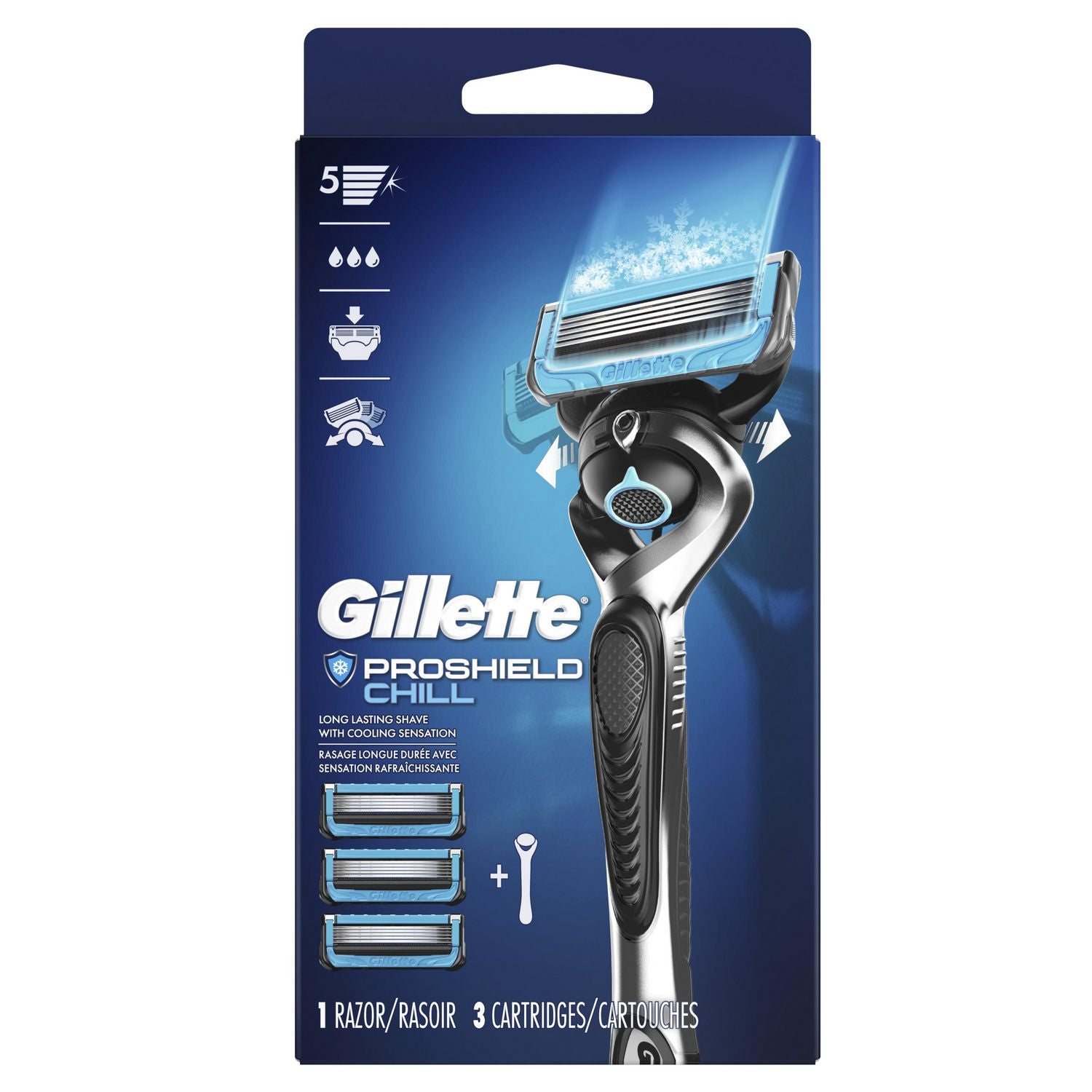 Gillette ProGlide Chill Men's Razor - 1 razor, 3 cartridges