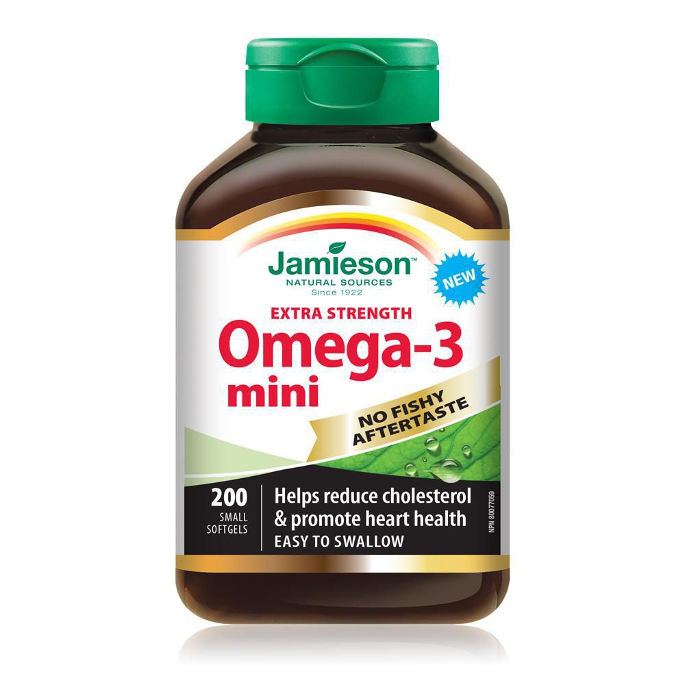 Jamieson Extra Strength Omega-3 Mini, No Fishy Aftertaste - 200 small softgels