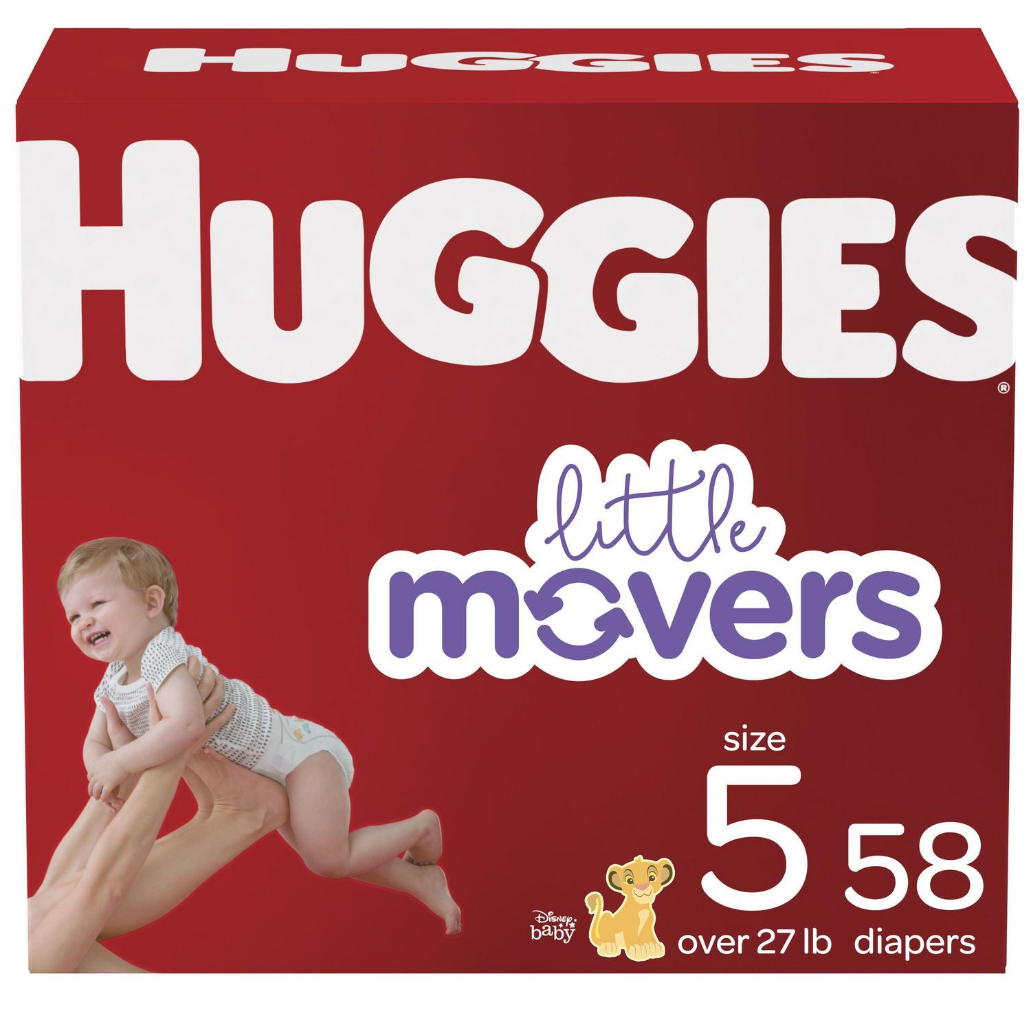 Huggies Little Movers Baby Diapers Size 5, Giga Pack - 58 diapers