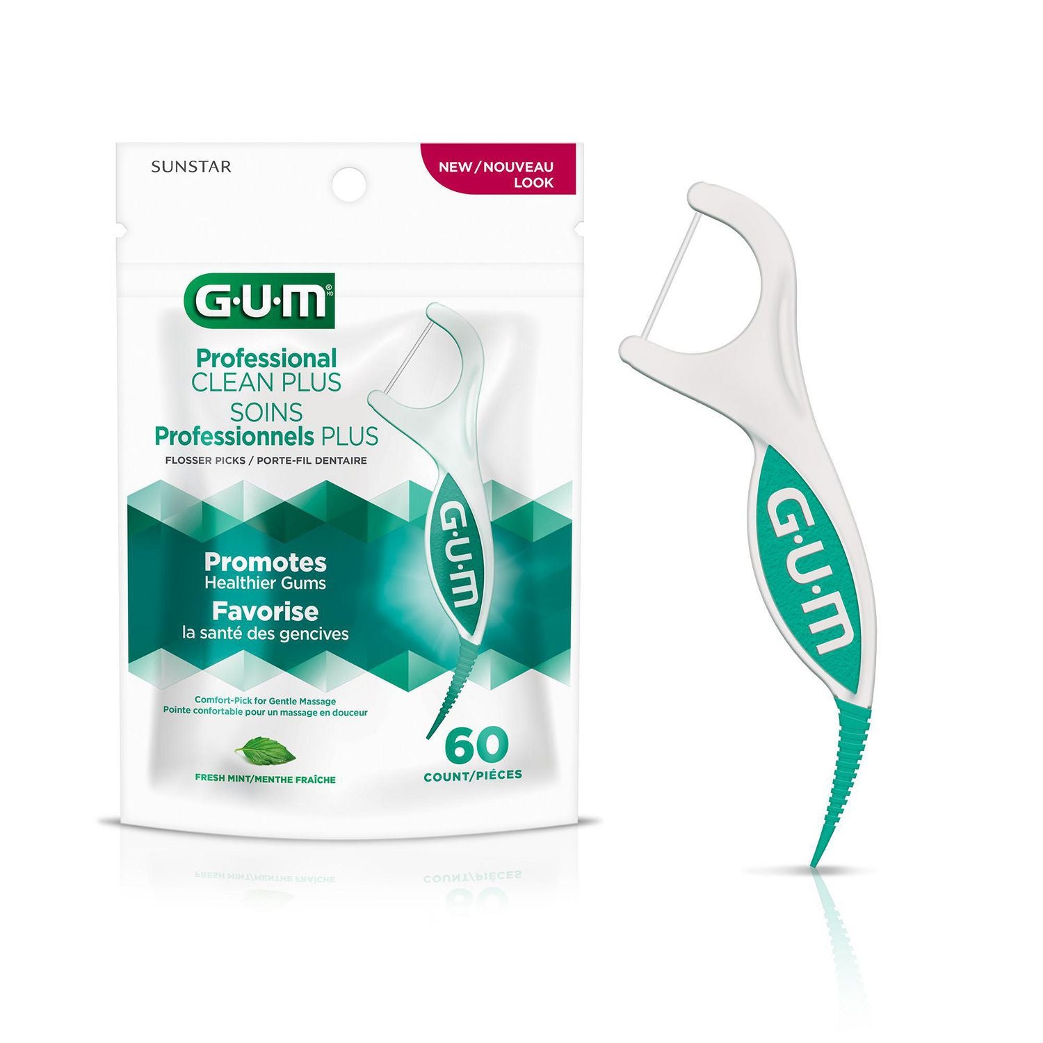 GUM Professional CLEAN PLUS Flosser Picks - 60 units