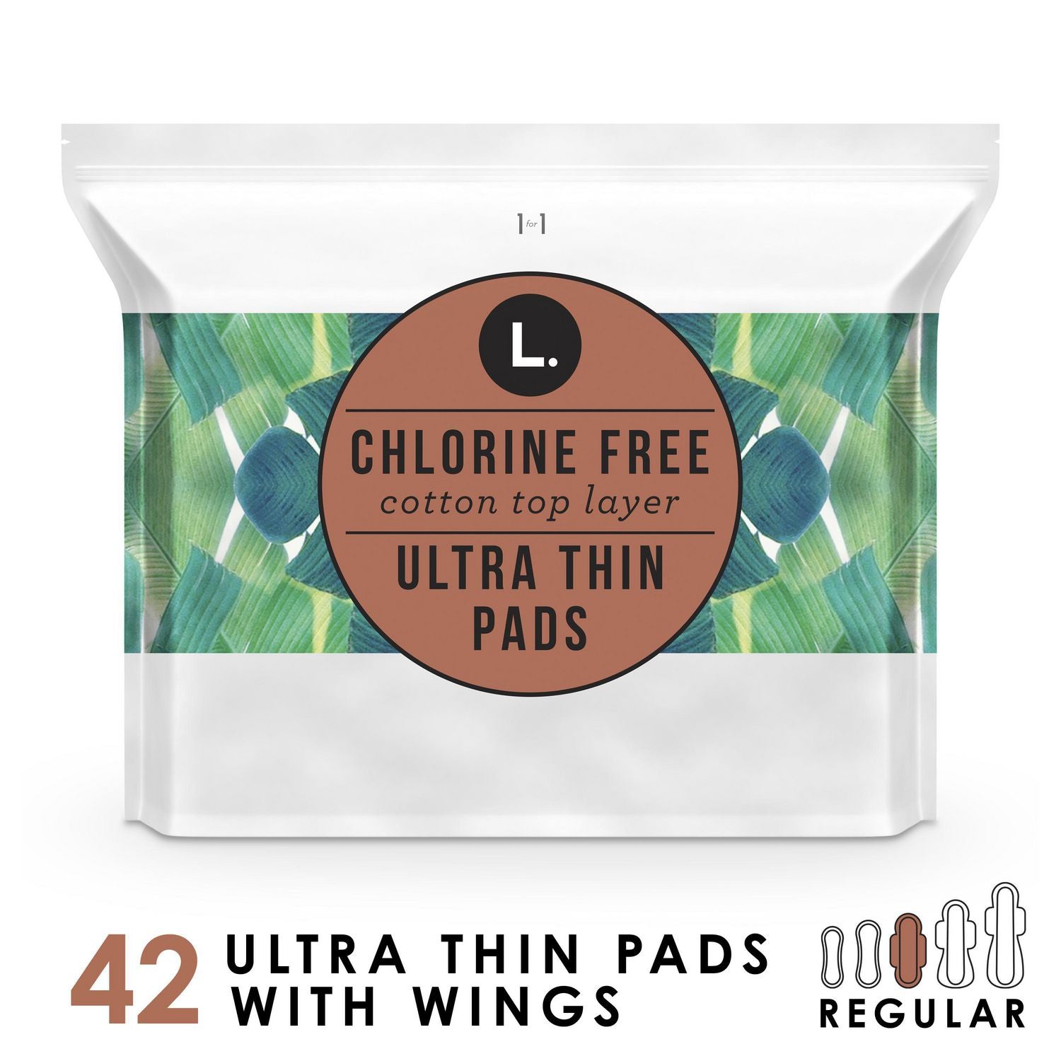 L. Chlorine-Free, Cotton Top Layer, Regular Ultra Thin Pads - 42 pads