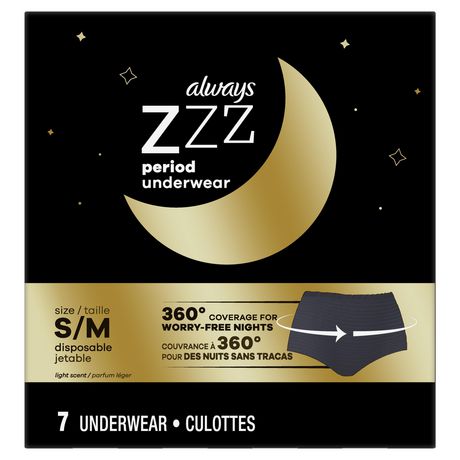 Always Zzzz Overnight Disposable Period Underwear, Small-Medium - 7 underwears