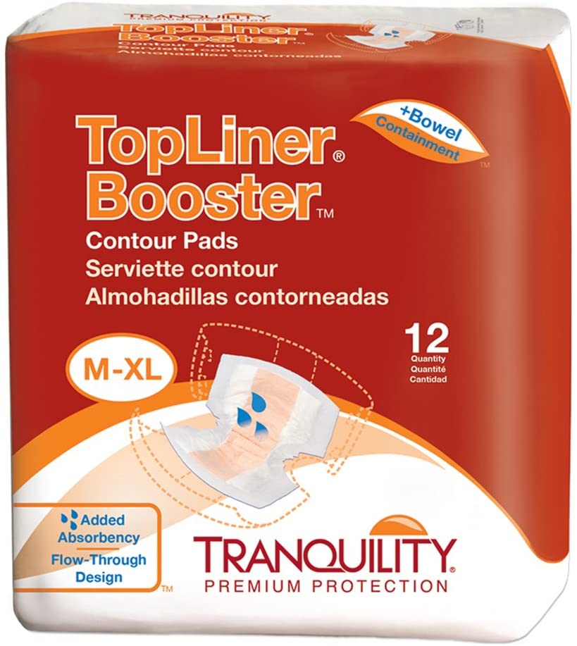 Tranquility Topliner Booster Contour Pads, Medium-XL - 12 pads