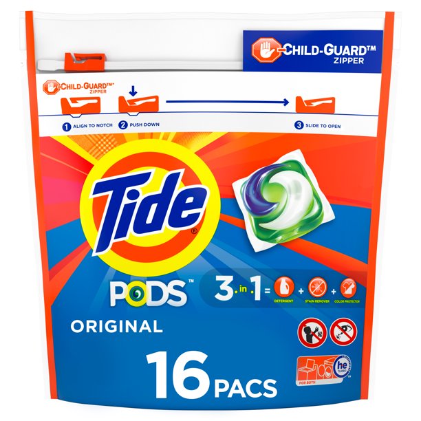 Tide Pods, 3 in 1, 16 Pacs, Original - 348 g  