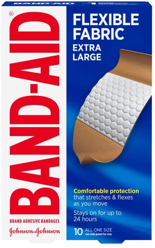Band-Aid Flexible Fabric, Extra Large Adhesive Bandages - 10 bandages