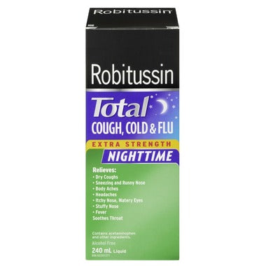 Robitussin Extra Strength Nighttime Total Cough, Cold, & Flu Liquid - 240 ml