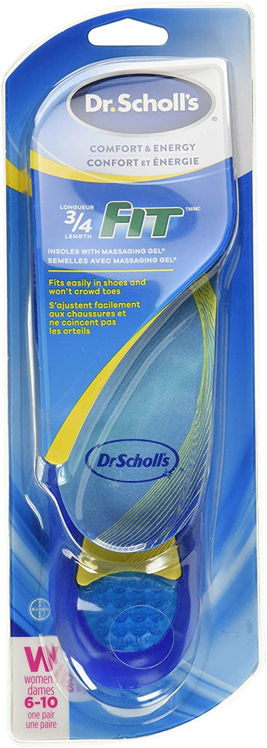 Dr. Scholl's Fit, Insoles with Massaging Gel, Women's Size - 1 pair, size 6-10. Package view