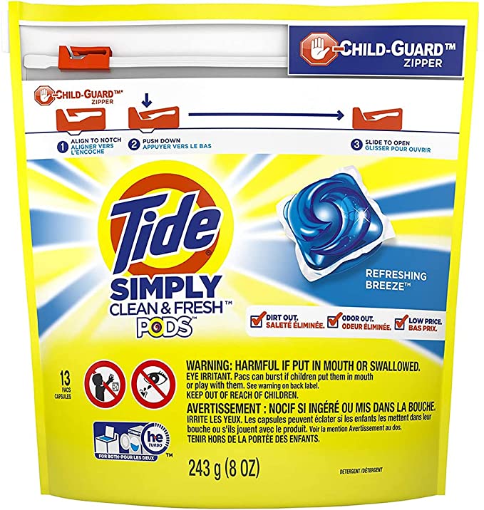 Tide Simply Clean & Fresh PODS, 13 Pacs, Refreshing Breeze - 243g 