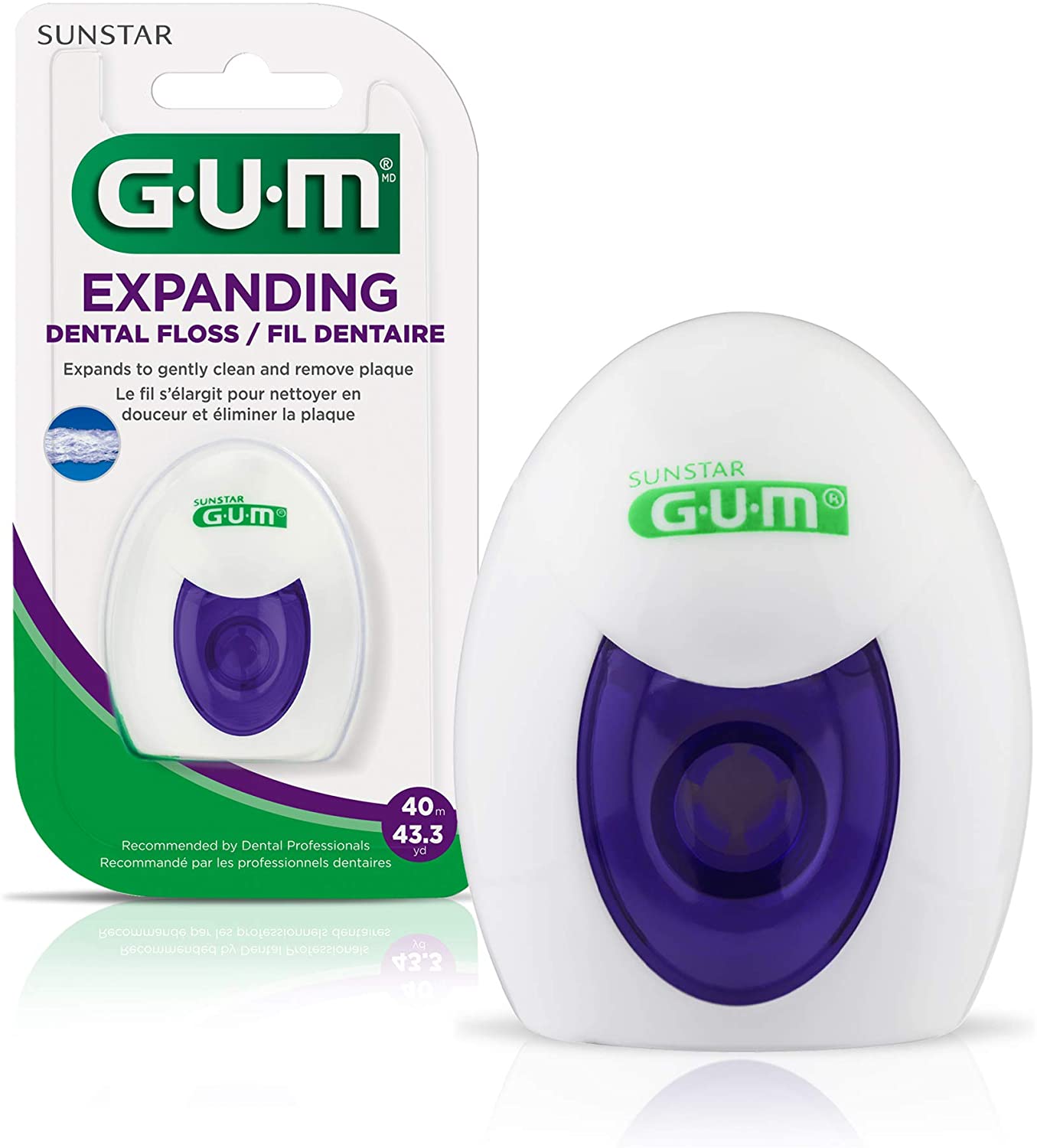 GUM Expanding Waxed Dental String Floss - 40 m