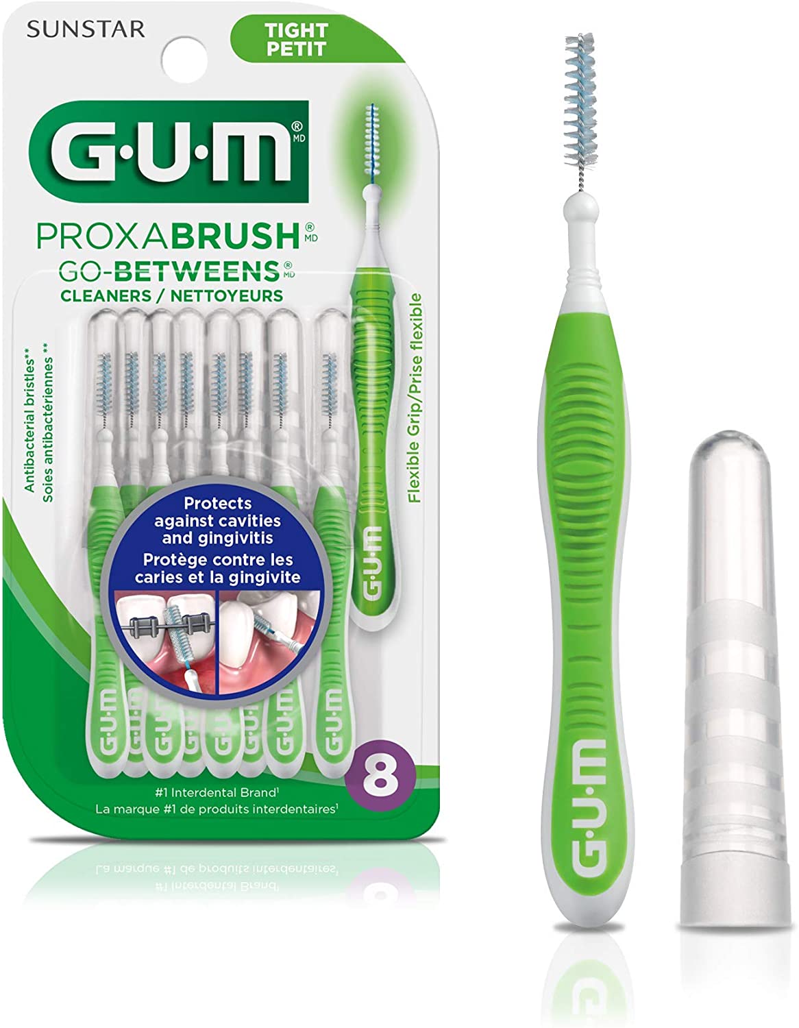 GUM Proxabrush Go-Betweens Dental Cleaners, Tight - 8 picks
