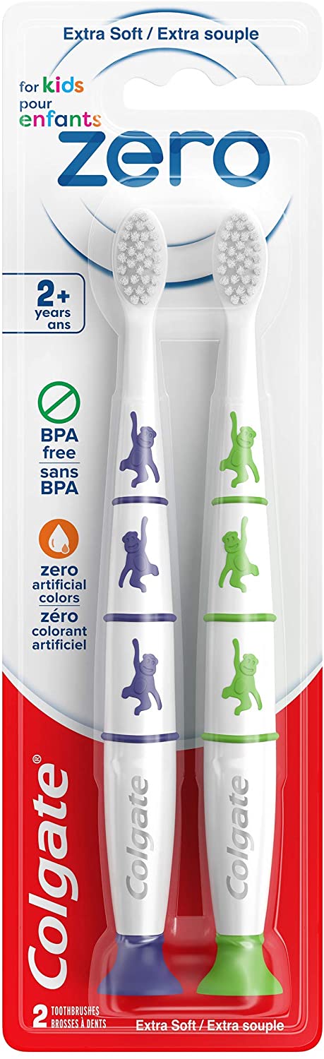 Colgate Zero for Kids Extra Soft Manual Toothbrush with Suction Cup - 2 units